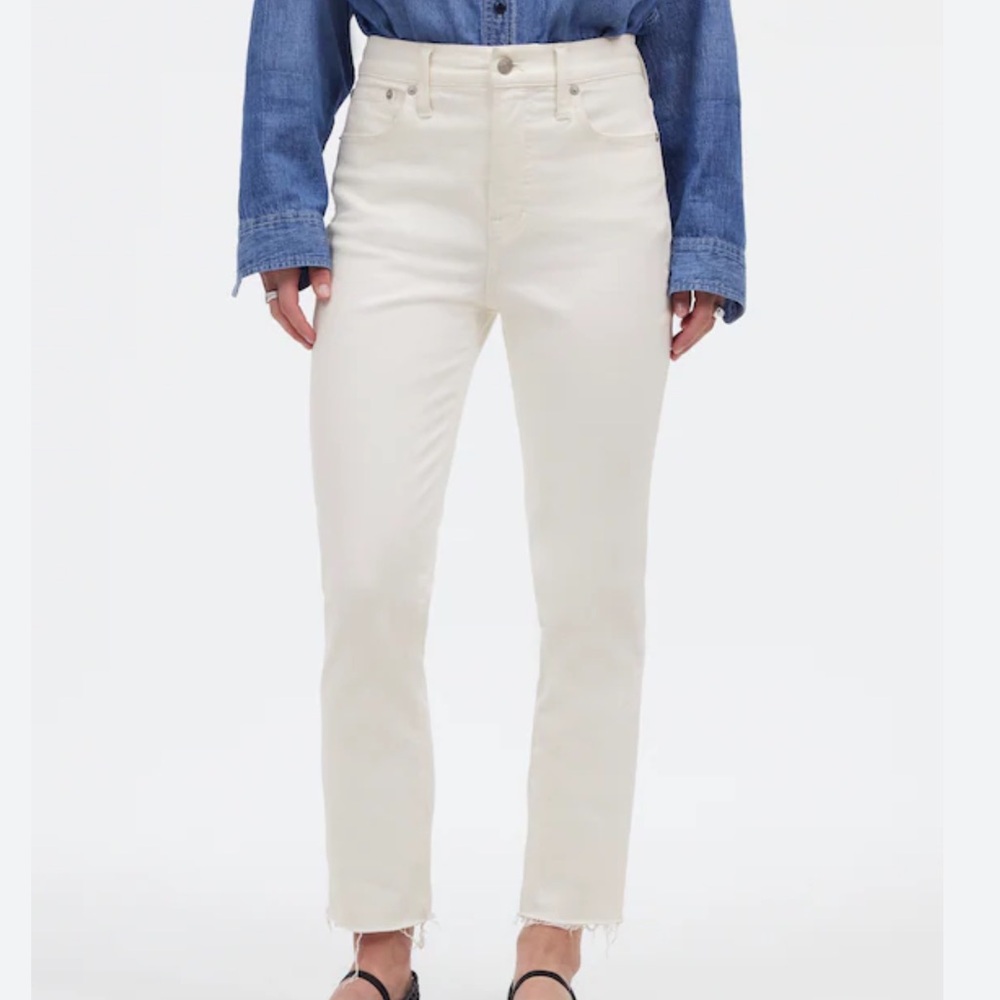 Madewell High-Rise Straight-Leg Jeans in Off-White